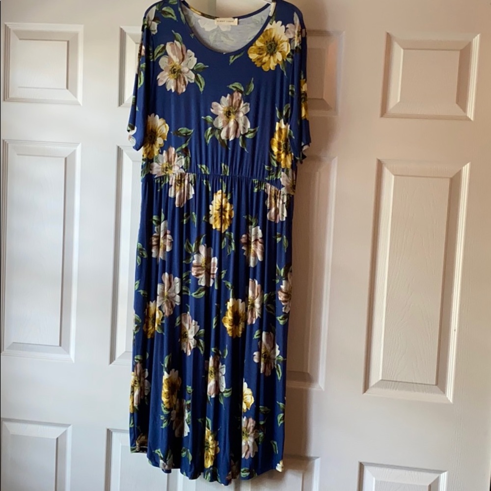 Plus size blue floral midi dress